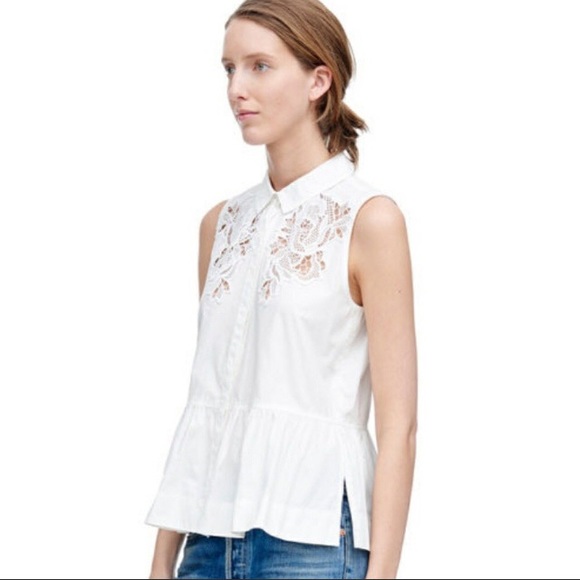 White Medallion Poplin Top - Picture 2 of 5